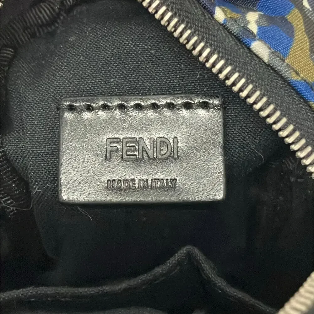 Fendi Bag Bugs Bag Charm 7AR432 White Navy Multi Nylon Leather Fur Hardware